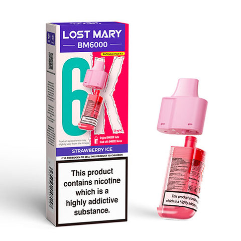 Strawberry Ice - 20mg - Lost Mary BM6000 - Pod & Refill - CRAM Vape