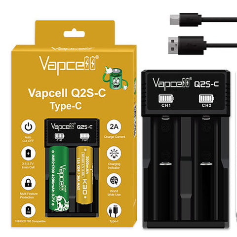 Vapcell Q2S-C - 2 Bay Charger