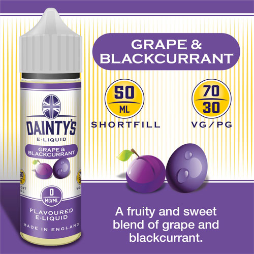 Grape And Blackcurrant - Dainty's 50ml - CRAM Vape - Scunthorpe Vape Store and Doncaster Vape Store