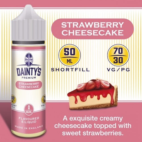 Strawberry Cheesecake- Dainty's 50ml - CRAM Vape - Scunthorpe Vape Store and Doncaster Vape Store