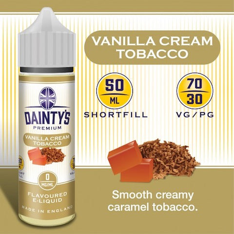 Vanilla Cream Tobacco - Dainty's 50ml - CRAM Vape - Scunthorpe Vape Store and Doncaster Vape Store